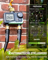 Programator de irigații RAINPOINT cu 2 ieșiri, conexiuni din cupru, temporizator automat cu funcție de întârziere la ploaie și irigare manuală, pentru grădină și gazon 2