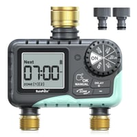 Programator de irigații RAINPOINT cu 2 ieșiri, conexiuni din cupru, temporizator automat cu funcție de întârziere la ploaie și irigare manuală, pentru grădină și gazon 1