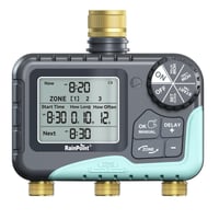 Programator de irigații RAINPOINT cu 3 ieșiri, conexiuni din alamă, temporizator cu ecran LCD mare, sistem automat de irigare pentru grădină cu senzor de ploaie 1