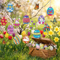 Rainway 15 darabos Diamond Painting Húsvéti Tojás Szett, Kulcstartó Medál DIY Gyémánt Festés 3