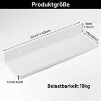Rairsky biela plávajúca nástenná polica bez vŕtania 2 ks kovová 10x30 cm kuchyňa kúpeľňa kancelária obývačka 2