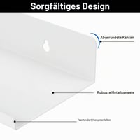 Rairsky biela plávajúca nástenná polica bez vŕtania 2 ks kovová 10x30 cm kuchyňa kúpeľňa kancelária obývačka 3
