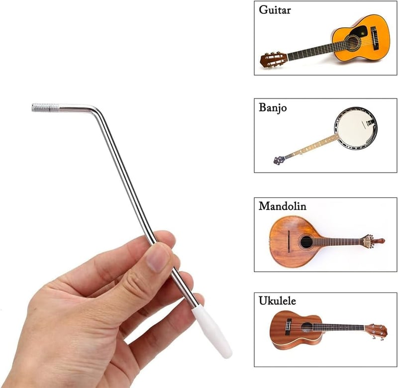 Rakiuty elektromos gitár tremoló kar whammy bar fém menet nélküli csavaros rögzítéssel fehér markolattal 1 db