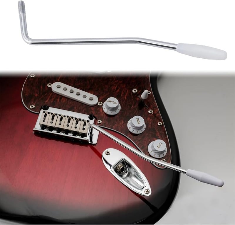 Rakiuty elektromos gitár tremoló kar whammy bar fém menet nélküli csavaros rögzítéssel fehér markolattal 1 db