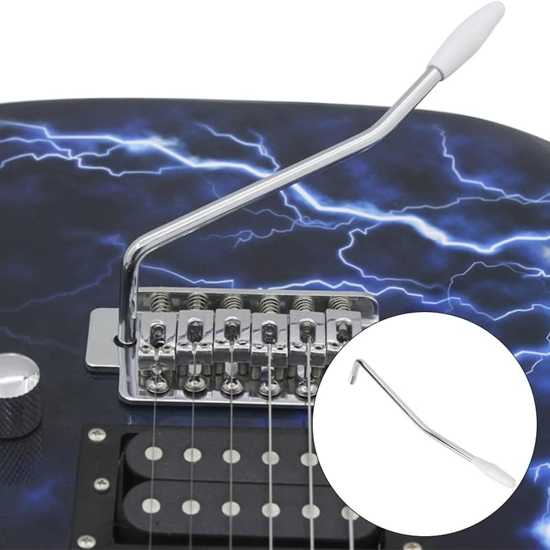 Rakiuty elektromos gitár tremoló kar whammy bar fém menet nélküli csavaros rögzítéssel fehér markolattal 1 db