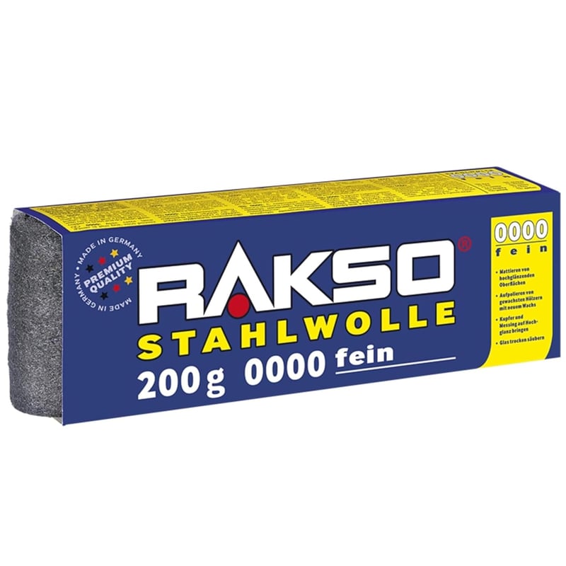 RAKSO Acélgyapot Extra Finom 0000 200g Polírozáshoz Réz Sárgaréz Üveg Tisztításához