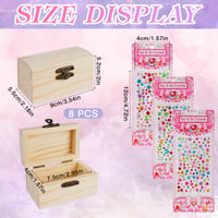 RAKUTE Mini drvena škrinja za blago s poklopcem, 9x5,5x5,2 cm, 8 komada za bojanje i s dijamantnim naljepnicama, za gusarsku zabavu i dječji rođendan, kreativni DIY set 5