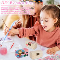 RAKUTE Mini drvena škrinja za blago s poklopcem, 9x5,5x5,2 cm, 8 komada za bojanje i s dijamantnim naljepnicama, za gusarsku zabavu i dječji rođendan, kreativni DIY set 2