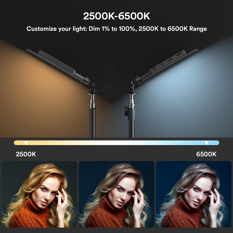 RALENO 2x LED Videólámpa 384 LED, 180cm Állvánnyal, Telefontartóval, 8000mAh Akkuval