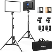 RALENO 2x LED Videólámpa 384 LED, 180cm Állvánnyal, Telefontartóval, 8000mAh Akkuval 1