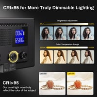 RALENO LED videólámpa beépített akkumulátorral, 3200K-5600K, CRI95+, LCD kijelző 3