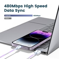 RAMPOW iPhone Lightning Kábel 2m+2m Szett, MFi Tanúsított Gyorstöltő Adatkábel iPhone 14/13/12/11/X/8/7, iPad, Airpods Készülékekhez, Fehér 7
