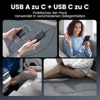 RAMPOW USB-C Gyorstöltő Kábel 4 db iPhone 16/15 MacBook Kompatibilis 1m 6