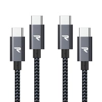 RAMPOW USB-C kábel 100W 2m+2m E-Mark chip nylon iPhone 15 MacBook Samsung szürke 1