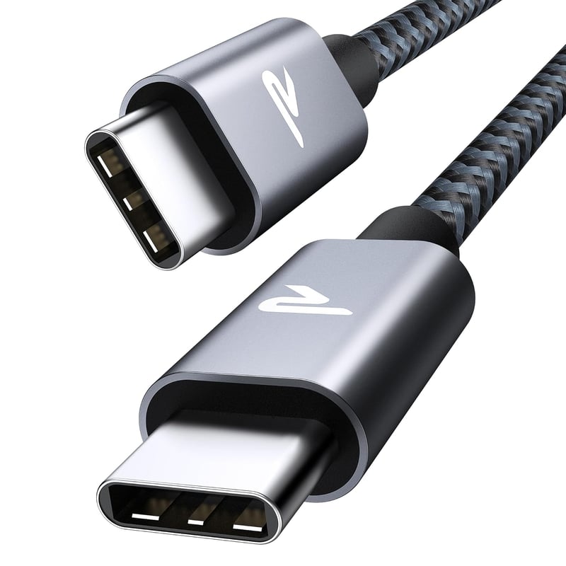RAMPOW USB-C kábel 100W 2m gyorstöltés nylon fonott E-Mark chip iPhone 16 15 Galaxy S24 iPad MacBook