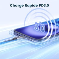 RAMPOW USB-C kábel 100W 2m gyorstöltés nylon fonott E-Mark chip iPhone 16 15 Galaxy S24 iPad MacBook 2