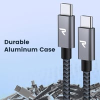RAMPOW USB-C kábel 100W, iPhone 15 gyorstöltő, MacBook Pro/Air, Samsung Galaxy S23/S22/S21, iPad Pro - 1m szürke 6