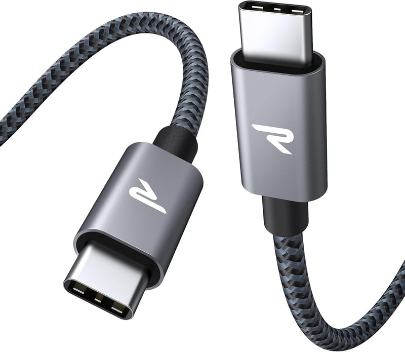 RAMPOW USB-C kábel 100W, iPhone 15 gyorstöltő, MacBook Pro/Air, Samsung Galaxy S23/S22/S21, iPad Pro - 1m szürke