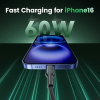 RAMPOW USB-C kábel 1m 4db 60W gyors töltés iPhone 16/15 Samsung iPad Xiaomi 3