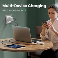 RAMPOW USB-C kábel 1m 4db 60W gyors töltés iPhone 16/15 Samsung iPad Xiaomi 5