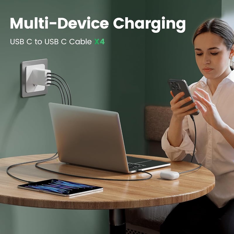 RAMPOW USB-C kábel 1m 4db 60W gyors töltés iPhone 16/15 Samsung iPad Xiaomi