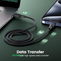 RAMPOW USB-C kábel 1m 4db 60W gyors töltés iPhone 16/15 Samsung iPad Xiaomi 8