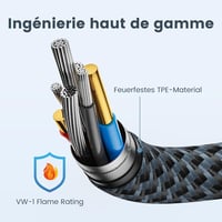 RAMPOW USB-C kábel 3A gyorstöltés QC3.0 nylon fonott iPhone 15 kompatibilis 6