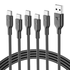 RAMPOW USB-C kabel QC 3.0 za brzo punjenje - crni - 1 m - 5 kom.