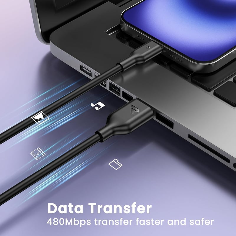 RAMPOW USB-C kábel 5 db 1m gyorstöltés iPhone 16 15 Samsung S23 S22