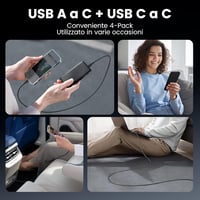 RAMPOW USB Type-C Kábel 4 db, 1m+1m USB A-C és USB C-C 60W töltés 4