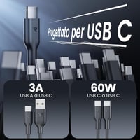 RAMPOW USB Type-C Kábel 4 db, 1m+1m USB A-C és USB C-C 60W töltés 2