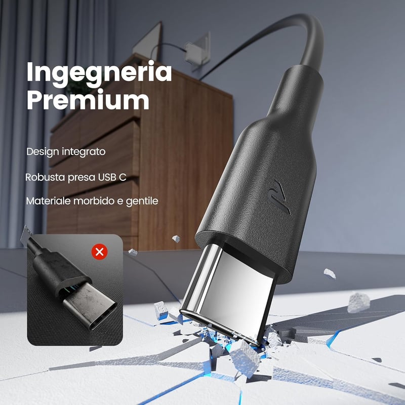 RAMPOW USB Type-C Kábel 4 db, 1m+1m USB A-C és USB C-C 60W töltés