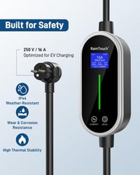 RamTouch Type 2 Schuko elektromos autó töltőkábel 3.68 kW 15.5m kijelzővel 5