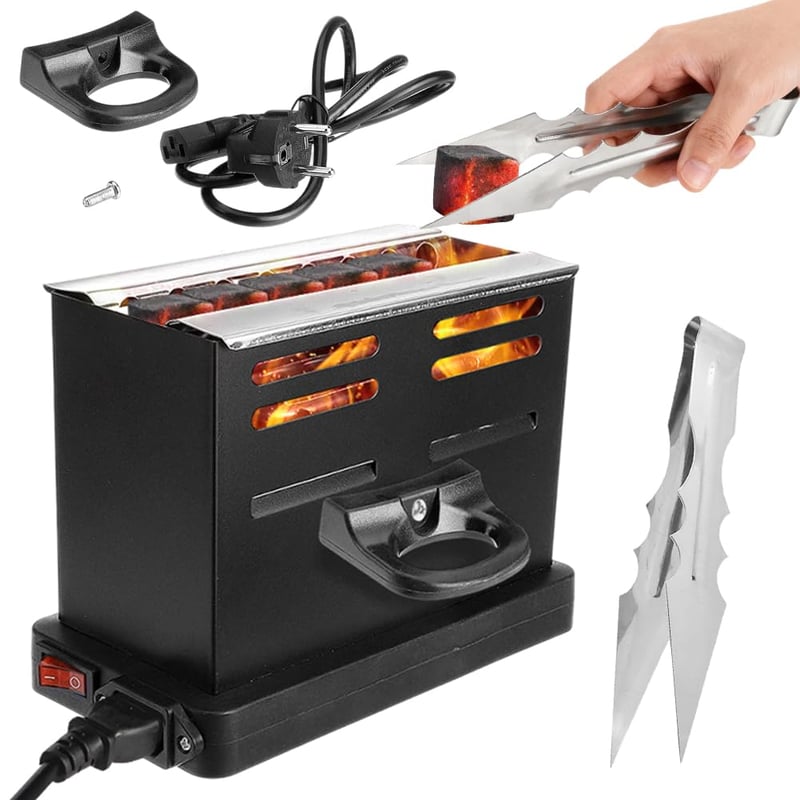 RANJIMA Elektrický podpaľovač dreveného uhlia 800 W, podpaľovač na gril s kliešťami, mini pec na uhlie, vonkajší elektrický podpaľovač na drevené uhlie, malé príslušenstvo na grilovanie