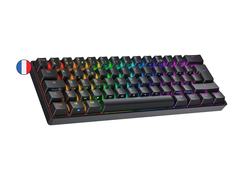 Ranked N60 Nova 60% Mehanička Gaming Tipkovnica, Hot-swap Prekidači, 62 Programabilne Tipke, RGB Pozadinsko Osvjetljenje, PC/Mac Kompatibilna, AZER