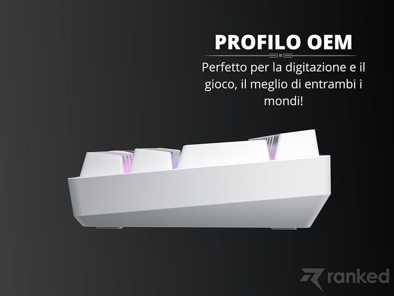 Ranked S60 Supernova 60% Mechanikus Gamer Billentyűzet RGB Világítás Hotswap Olasz Kiosztás Fehér