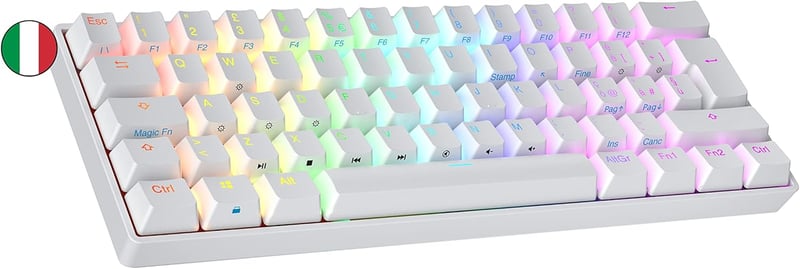 Ranked S60 Supernova 60% Mechanikus Gamer Billentyűzet RGB Világítás Hotswap Olasz Kiosztás Fehér