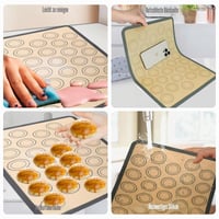 RANYAKE Szilikon Sütőlap Macaronhoz 2 db Szürke Téglalap Tapadásmentes Sütőszőnyeg Macaronhoz Kekszhez Pizzához BPA-mentes 5
