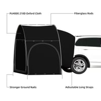 Raoot SUV kempingový stan na kufor auta, pre 2-3 osoby, zadný stan s ochranou proti slnku, čierny, 300x150 cm, EU-QCZP-BK 4