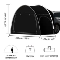 Raoot SUV kempingový stan na kufor auta, pre 2-3 osoby, zadný stan s ochranou proti slnku, čierny, 300x150 cm, EU-QCZP-BK 2