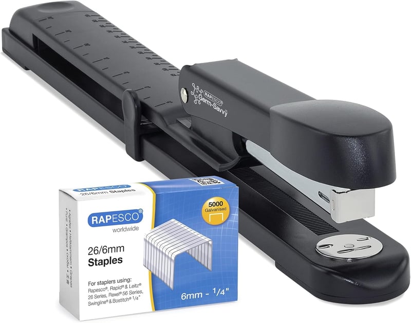 Rapesco 1464 Marlin zošívačka s dlhým ramenom s 5000 ks sponiek 26/6 mm - čierna