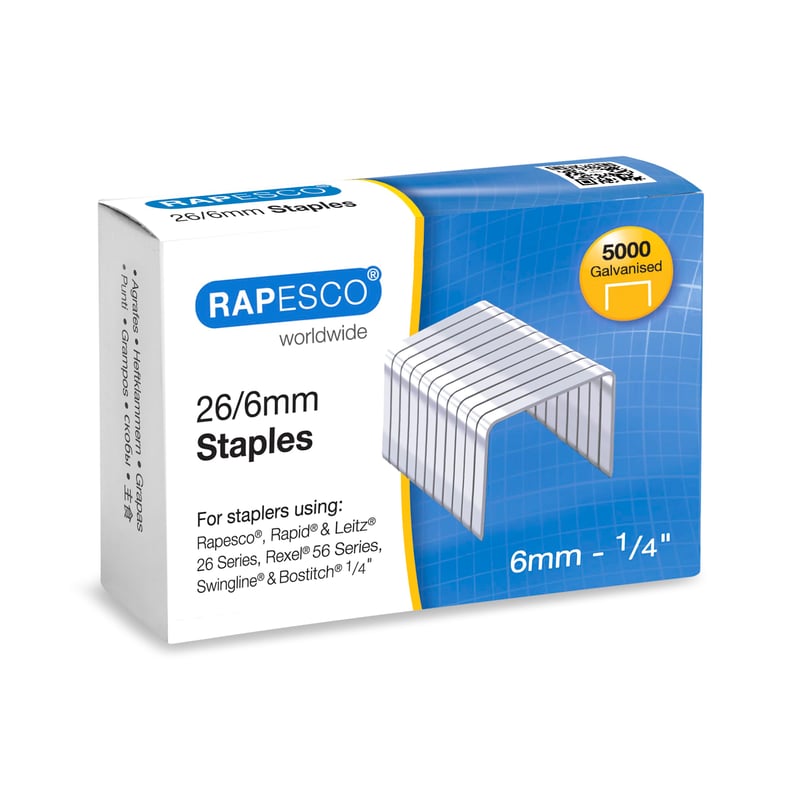 Pozinkované spony Rapesco S11662Z3 26/6 mm (č. 56), balenie 5000 ks