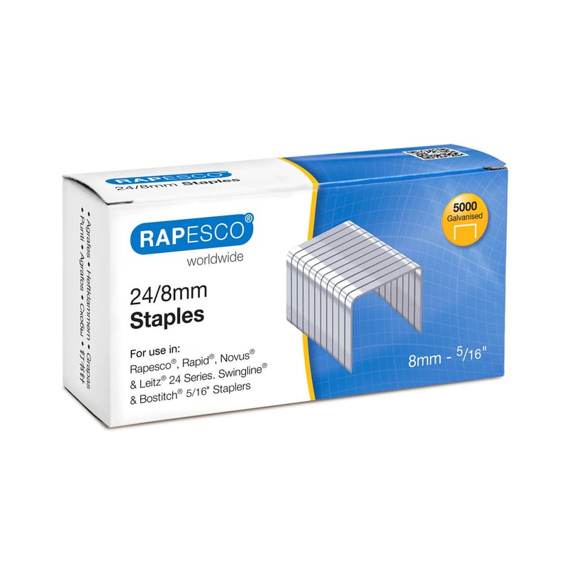 Rapesco S24807Z3 Galvanizované spony 24/8 mm – balenie 5000 ks, typ No. 16