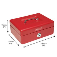 Casetă de valori metalică Rapesco SB0008R1 cu cheie, 20 cm, Roșu 4