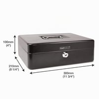 Rapesco SB0012B1 Kovová pokladnička so zámkom, 30 cm, čierna – Prenosný trezor na cennosti 2