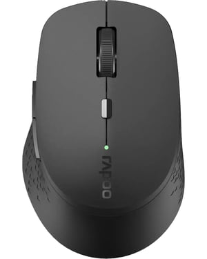 Bežični optički miš Rapoo M300 Silent - tamno sivi, 1600 DPI, Bluetooth i 2.4GHz, tihe tipke, ergonomski, kompatibilan s PC i Mac računalima
