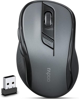 Mouse wireless Rapoo M500 Silent, butoane silențioase, 1600 DPI, design ergonomic, receptor nano USB, negru - utilizat