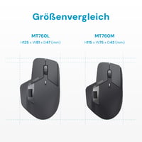 Tichá bezdrôtová myš Rapoo MT760M – 2,4 G USB a Bluetooth, 4000 DPI, palcové koliesko, pre viac zariadení, nabíjateľná, PC/Mac, sivá 8