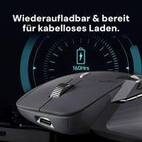 Tichá bezdrôtová myš Rapoo MT760M – 2,4 G USB a Bluetooth, 4000 DPI, palcové koliesko, pre viac zariadení, nabíjateľná, PC/Mac, sivá 10