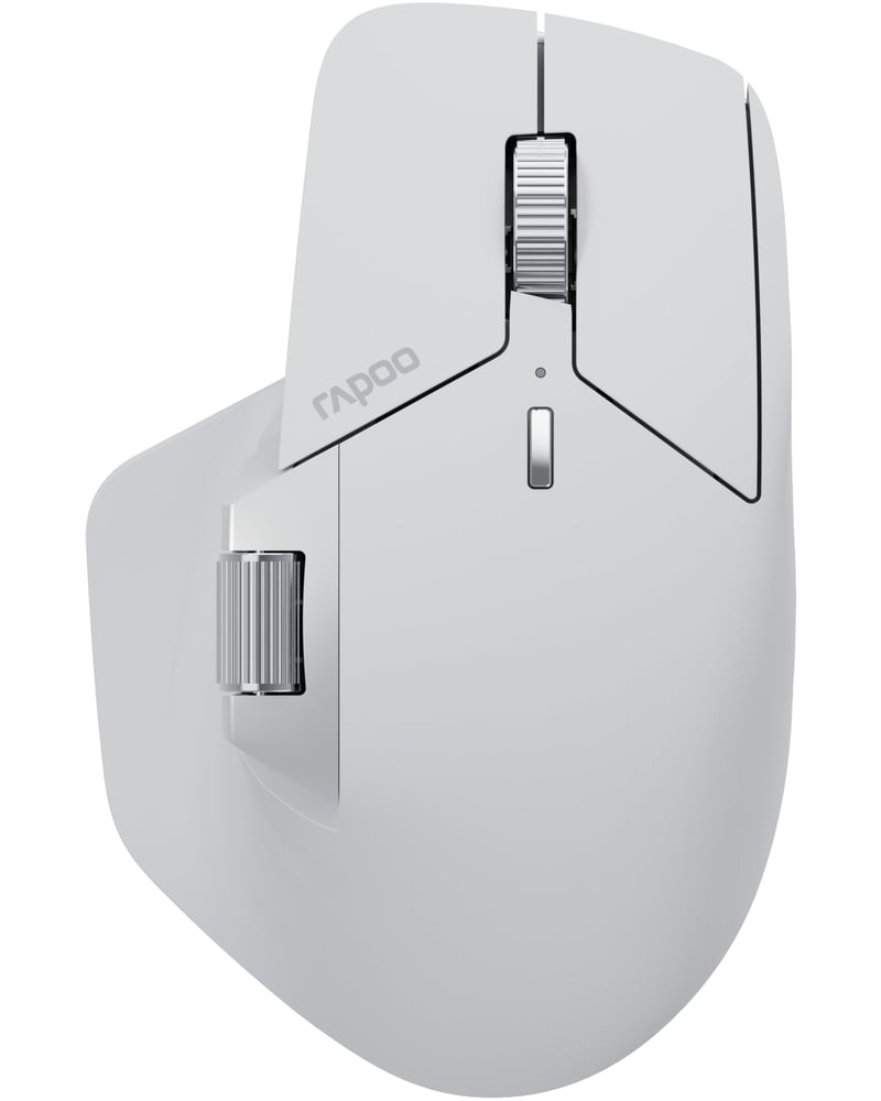 Tichá bezdrôtová myš Rapoo MT760M – 2,4 GHz USB a Bluetooth, 4000 DPI, tiché kliknutie, pripojenie k viacerým zariadeniam, koliesko pre palec, nabíjateľná batéria, pre PC a Mac, biela